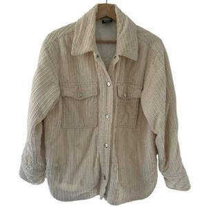 Urban Outfitters Cream Corduroy Quilted Jacket XS/Small BDG Oversized Shacket